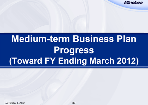 Medium-term Business Plan Progress (Toward FY Ending March 2012)