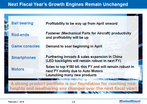 Next Fiscal Year's Growth Engines Remain Unchanged