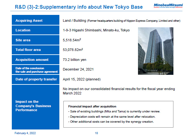 R&D (3)-2: Supplementary info about New Tokyo Base